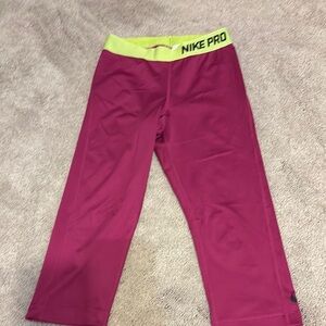 Nike Vibrant Pink and Green Athletic Leggings